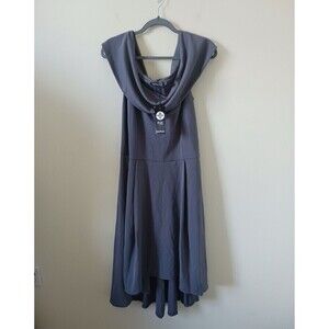 Boohoo‎ Off Shoulder Midi Dress Womens Gray Hi Low A Line Size 16